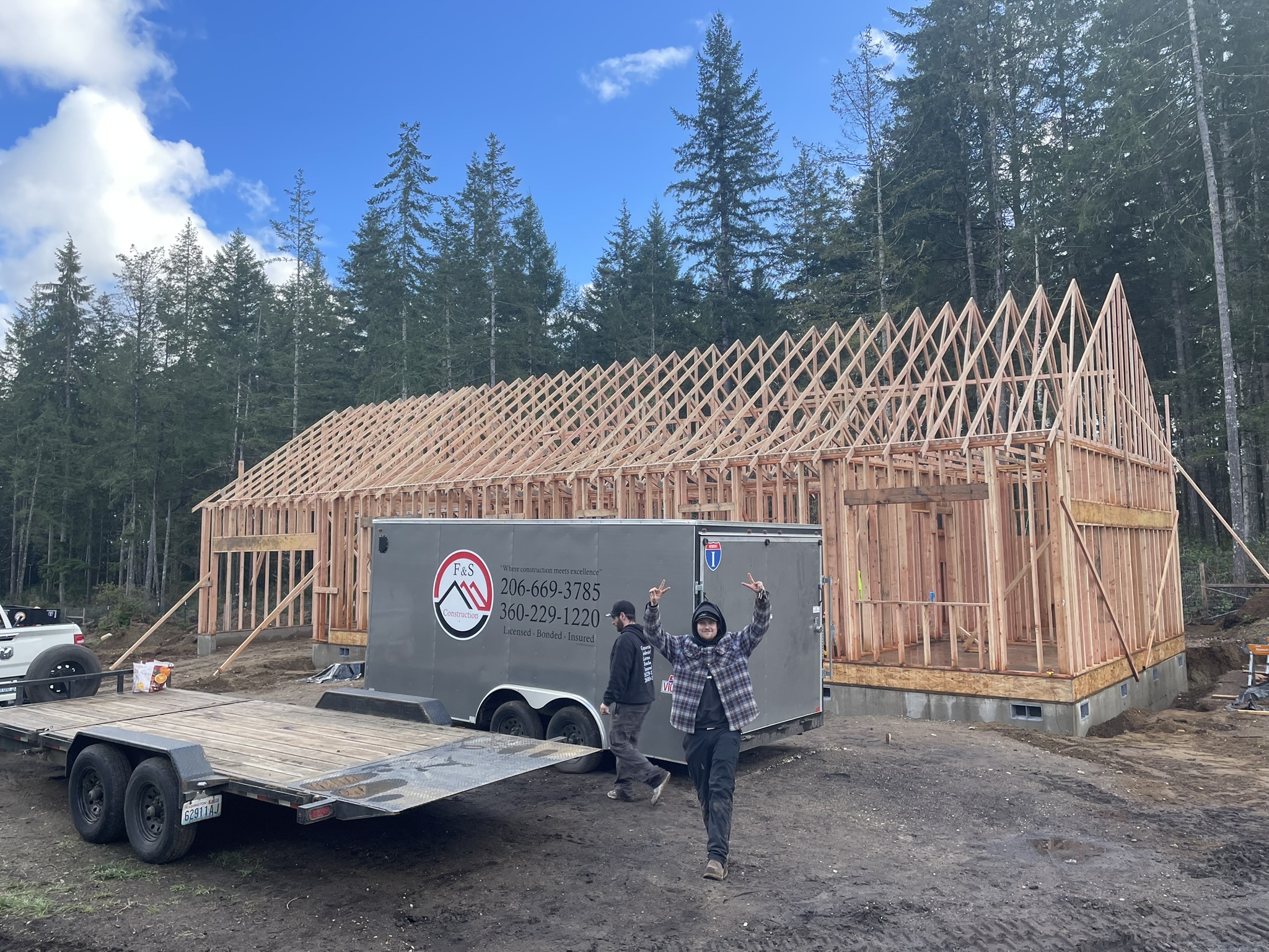 F&S Construction framing a Mason County home